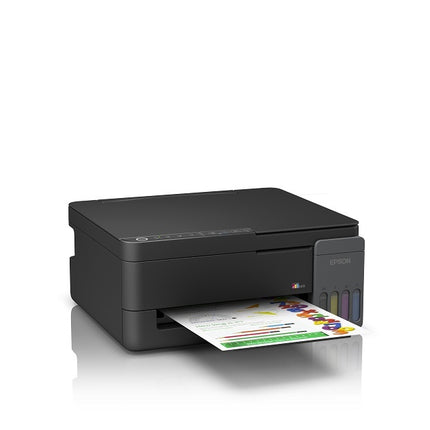 "Epson EcoTank L3350 Wi-Fi Multi-Function Colour Ink Tank Printer with print, scan, and copy functions in black."