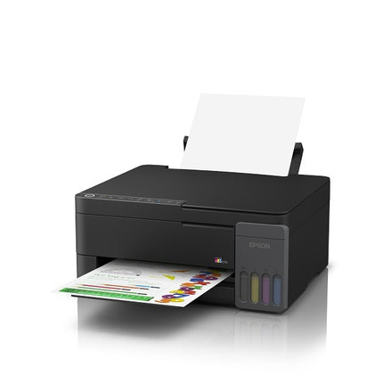 "Epson EcoTank L3350 Wi-Fi Multi-Function Colour Ink Tank Printer with print, scan, and copy functions in black."