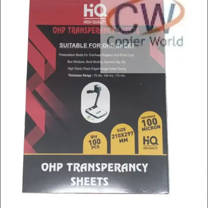 Copier World A4 175 Micron OHP Transparent Sheets