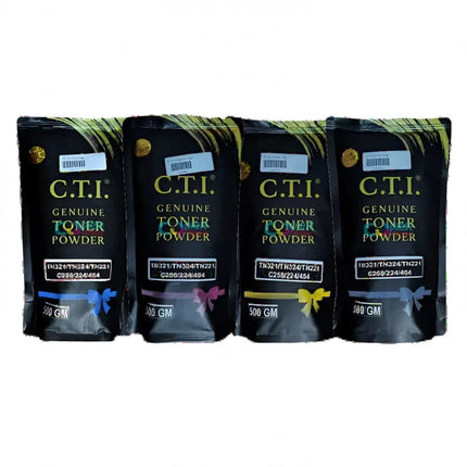 CTI Compatible CMYK Toner Compatible use for Konica Minolta TN321/TN324/TN221/C258/224/454 (4 X 500gm pouch)