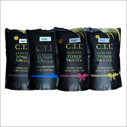 CTI Compatible CMYK Toner Compatible use for Xerox WC7845/DC250/DC550/DC700/C60 (4 X 500gm pouch)