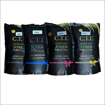 CTI Compatible CMYK Toner Compatible use for Xerox WC7845/DC250/DC550/DC700/C60 (4 X 350gm pouch)