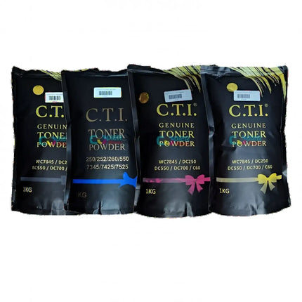 CTI Compatible CMYK Toner Compatible use for Xerox WC7845/DC250/DC550/DC700/C60 (4 X 1kg pouch)