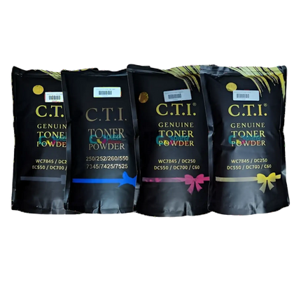 CTI Compatible CMYK Toner Compatible use for Xerox WC7845/DC250/DC550/DC700/C60 (4 X 350gm pouch)