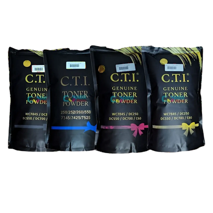 CTI Compatible CMYK Toner Compatible use for Xerox WC7845/DC250/DC550/DC700/C60 (4 X 500gm pouch)