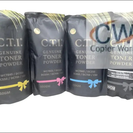 Copier World Cti TK2040/1800 black bags contain office printer supplies, perfect for use with printer cartridges and xerox machine accessories.