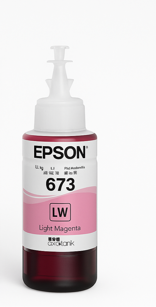 Epson 673 Light Magenta Ink Bottle designed for EcoTank printers with easy refill technology