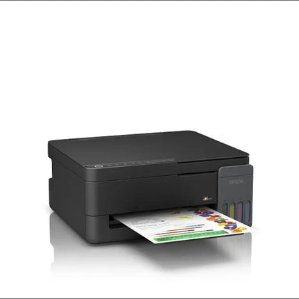 "Epson EcoTank L3350 Wi-Fi Multi-Function Colour Ink Tank Printer with print, scan, and copy functions in black."