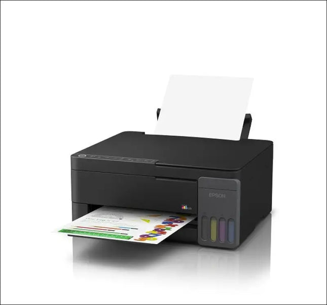 "Epson EcoTank L3350 Wi-Fi Multi-Function Colour Ink Tank Printer with print, scan, and copy functions in black."