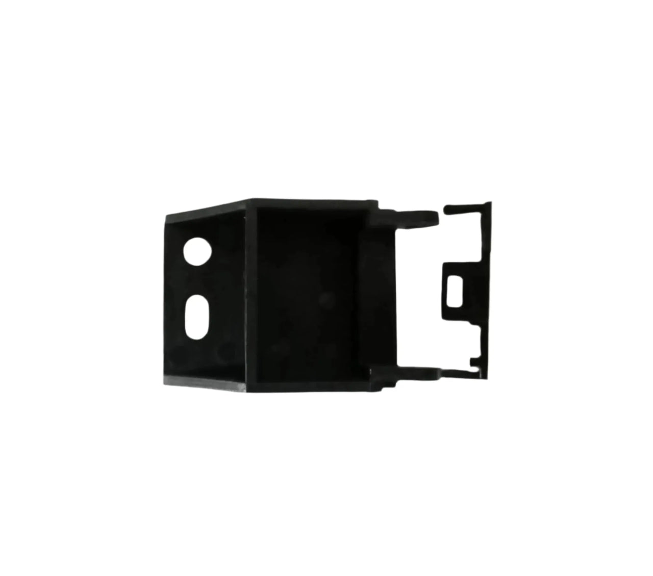 Copier World Fixing Magnetic Lever Base for Xerox wc 5655/5665/5675/5765/5775/5790 Fuser Exit Switch — black plastic bracket with two circular holes and an open rectangular section, shown from above on a white background.