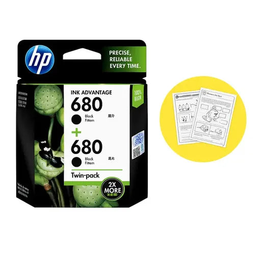 HP 680 Combo Black Colour Printer Cartridge Twin-Pack - Printers
