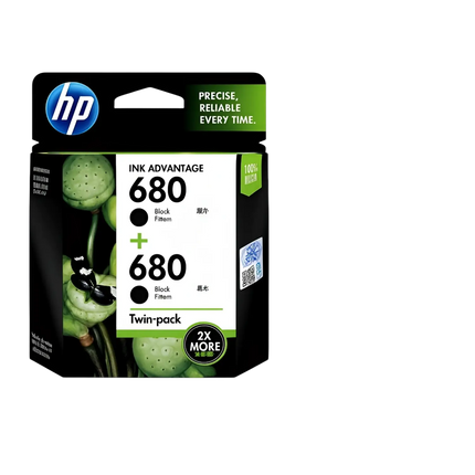 HP 680 Combo Black Colour Printer Cartridge Twin-Pack - Printers