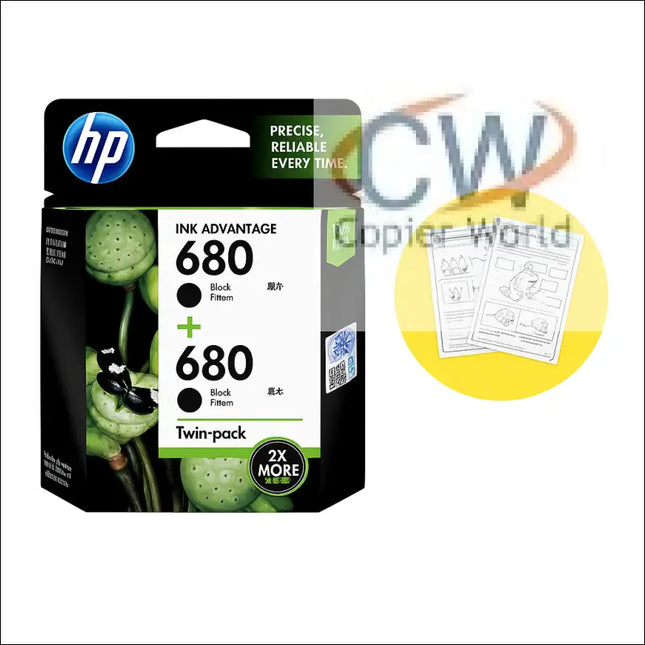 HP 680 Combo Black Colour Printer Cartridge Twin-Pack - Printers