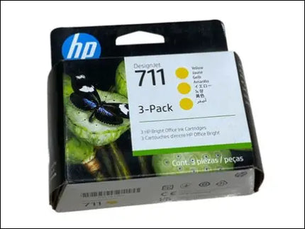 Ink Cartridge Yellow (3 Pack) – Premium for DESIGNJETT120/HP711/T125/T130/T520/T525/T530