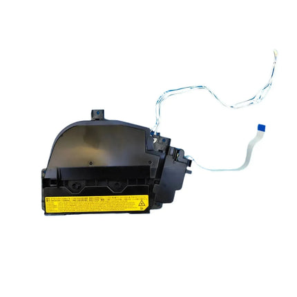 A re-conditioned Kyocera 2040 laser unit from Copier World, featuring attached wires and a yellow warning label, ideal for printer maintenance and shown isolated on a white background.