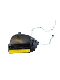 A re-conditioned Kyocera 2040 laser unit from Copier World, featuring attached wires and a yellow warning label, ideal for printer maintenance and shown isolated on a white background.