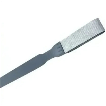 The Konica Laser Cleaning Patty for C364 454 works like a metal foot file, featuring an abrasive surface for effective printer maintenance, similar to how a file removes dead skin from feet.