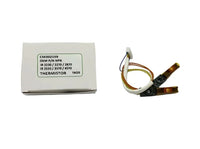 A white box labeled “CSE002159 OEM P/N NPN” sits beside a coiled Copier World Thermistor for Canon IR 2230, 2270, 2830, 2870, 3025, 3030, 3530, 3570, and 4570 models with connectors for temperature sensing.